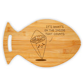 It's What's On The Inside That Counts 14 x 8.5" Fish Shape Cutting Board | Decorative Kitchen Accessory For Sushi Lovers